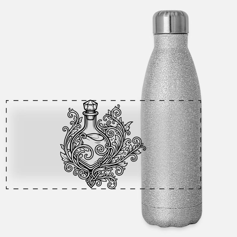 Fiole d'elixir et fleurs Gourde isotherme panoramique pailletée 500 ml