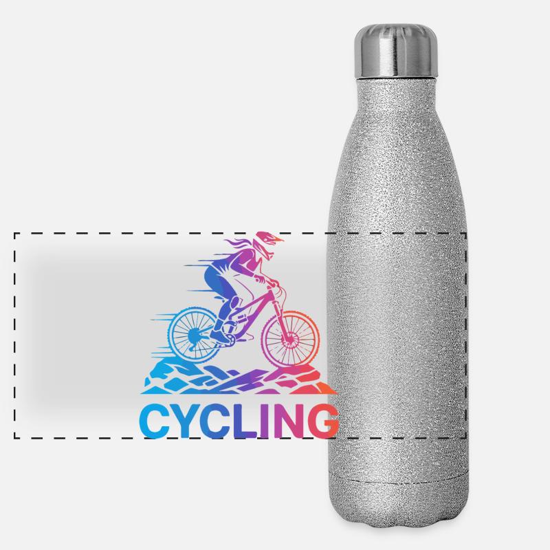 Gradient Cyclist on Rugged Trail Panoramic Glitter Thermal Bottle 500 ml