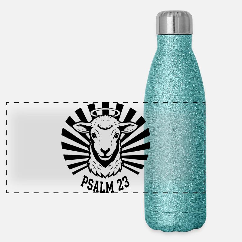 Psalm23-Lamm Panorama Glitzer Isolierflasche 500 ml