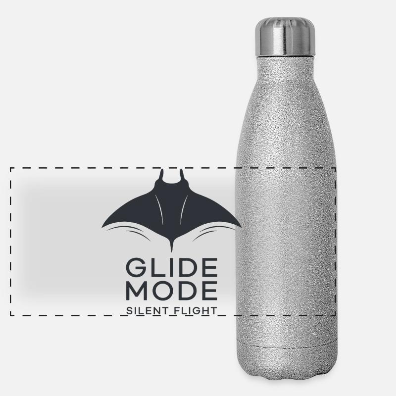 GLIDE MODE – minimalistische Mantarochen-Silhouett Panorama Glitzer Isolierflasche 500 ml