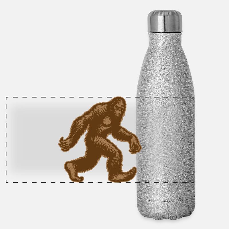 Sasquatch Bigfoot Walking  Panoramic Glitter Thermal Bottle 500 ml