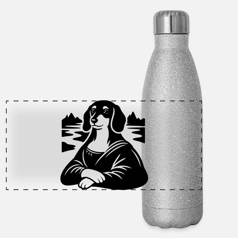 Dackel Lisa Portrait Panorama Glitzer Isolierflasche 500 ml