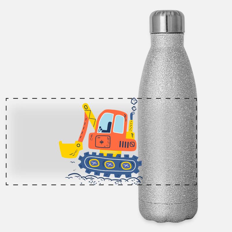 Excavator, construction machinery Panoramic Glitter Thermal Bottle 500 ml
