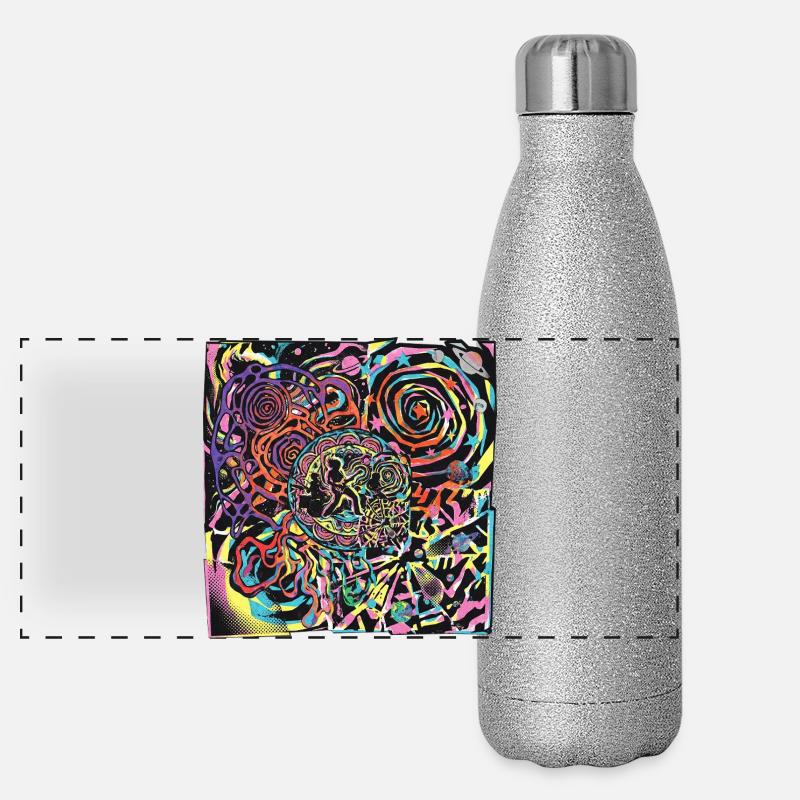 Psychedelic Rock Party Moon Panorama Glitzer Isolierflasche 500 ml