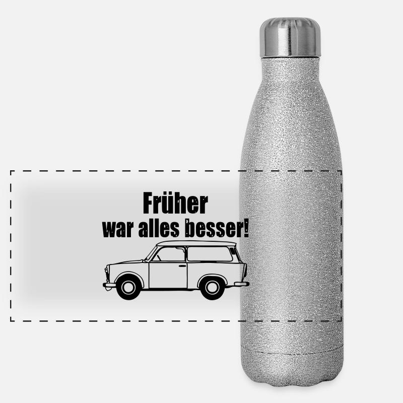  , Trabi , DDR Kult , früher besser (25) Panorama Glitzer Isolierflasche 500 ml