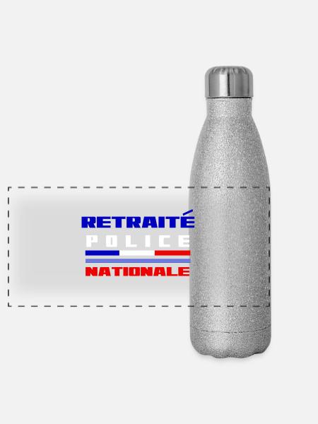police - Gourde isotherme panoramique pailletée 500 ml - paillettes argentées - Devant