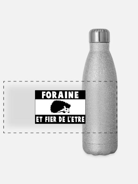 Fier d'être forain niolo - Gourde isotherme panoramique pailletée 500 ml - paillettes argentées - Devant