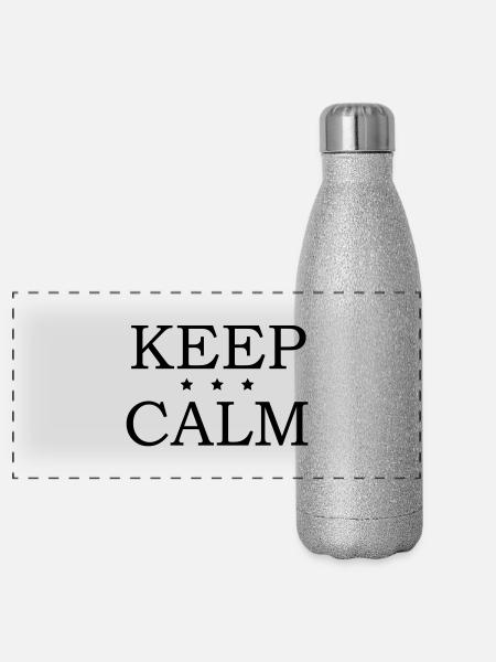 Keep Calm - Panorama Glitzer Isolierflasche 500 ml - Silber Glitzer - Vorne