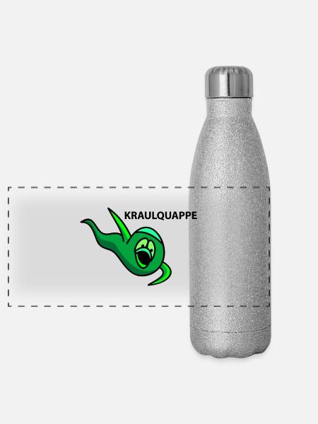 Schwimmer- kraulen - Panorama Glitzer Isolierflasche 500 ml - Silber Glitzer - Vorne
