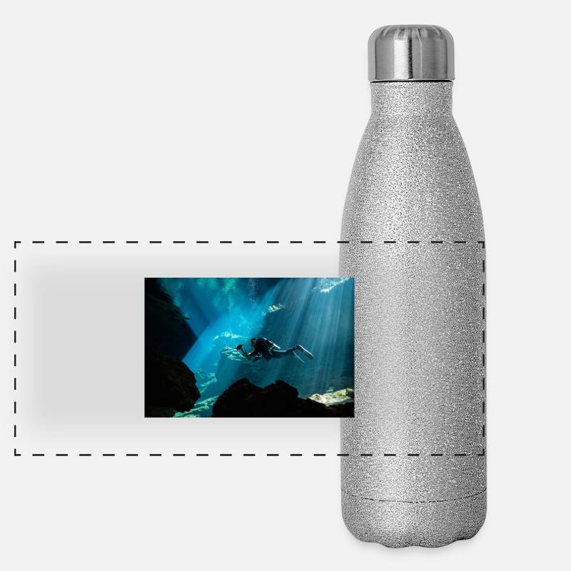 Mexiko Cenote Panorama Glitzer Isolierflasche 500 ml