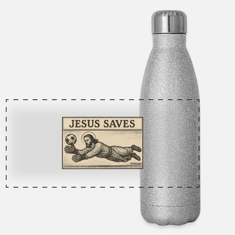 Jesus rettet – Göttliche LOLs Panorama Glitzer Isolierflasche 500 ml