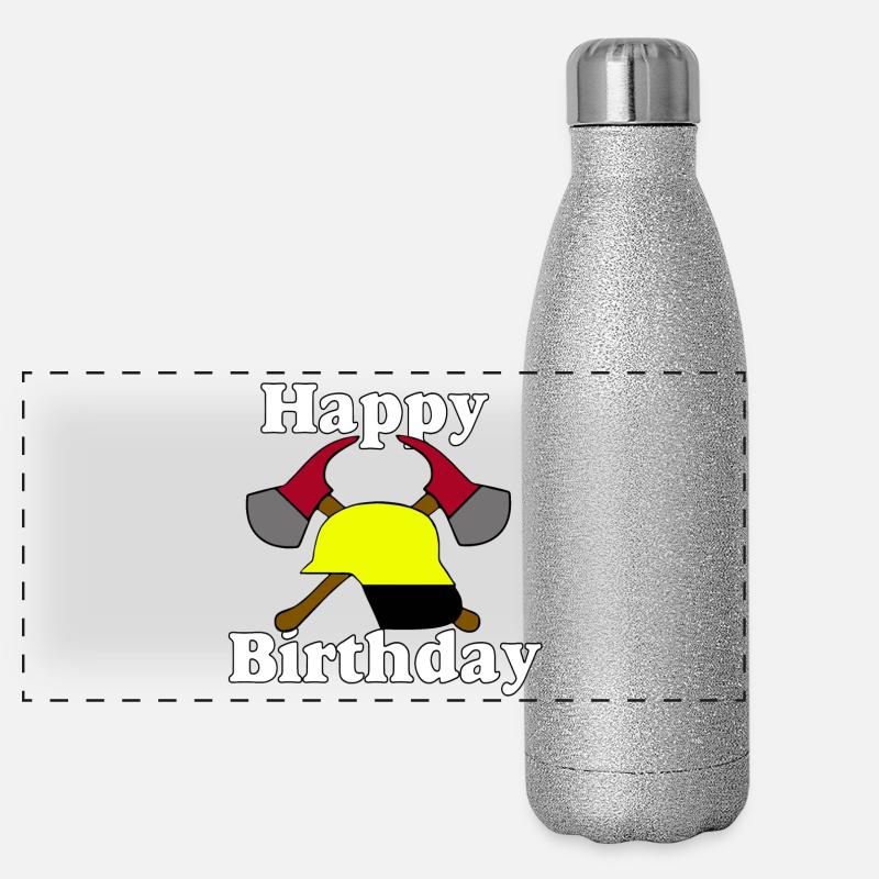 Volunteer Fire Brigade , Shirt , Birthday (25) Panoramic Glitter Thermal Bottle 500 ml