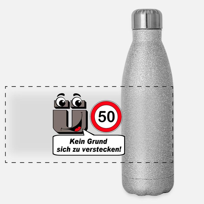 50e anniversaire , Plus de 50 ans Aucune raison de se cacher Gourde isotherme panoramique pailletée 500 ml
