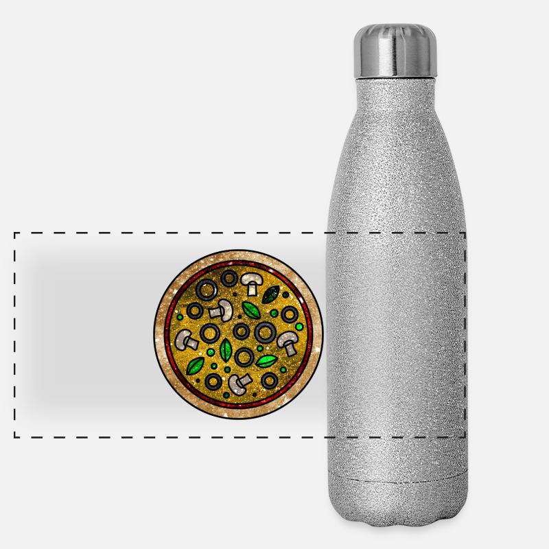 Kosmische Pizza Panorama Glitzer Isolierflasche 500 ml
