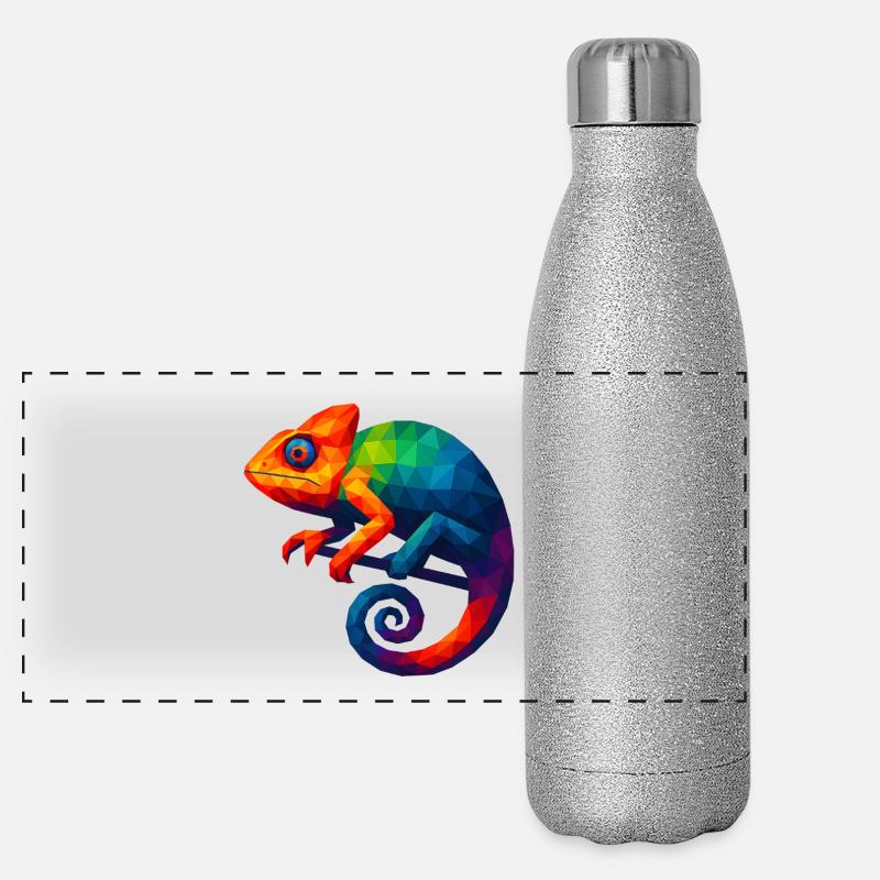 Animaux de style WPAP - Caméléon Gourde isotherme panoramique pailletée 500 ml