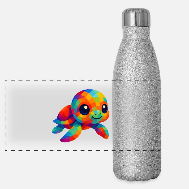 WPAP Polygon Kawaii Animals Baby Sea Turtle Panoramic Glitter Thermal Bottle 500 ml
