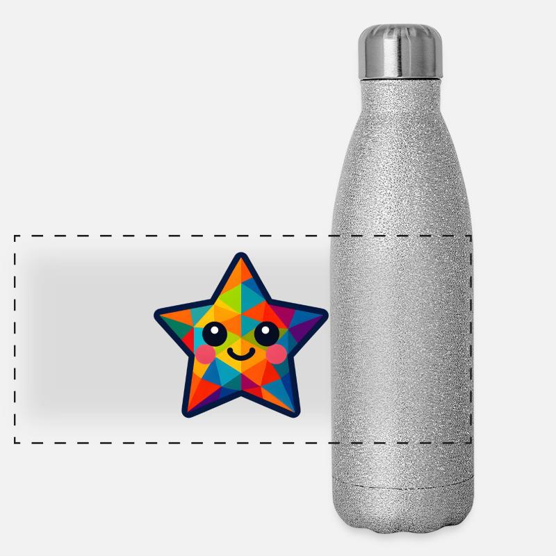 WPAP Polygon Kawaii Stil Baby Stern Panorama Glitzer Isolierflasche 500 ml