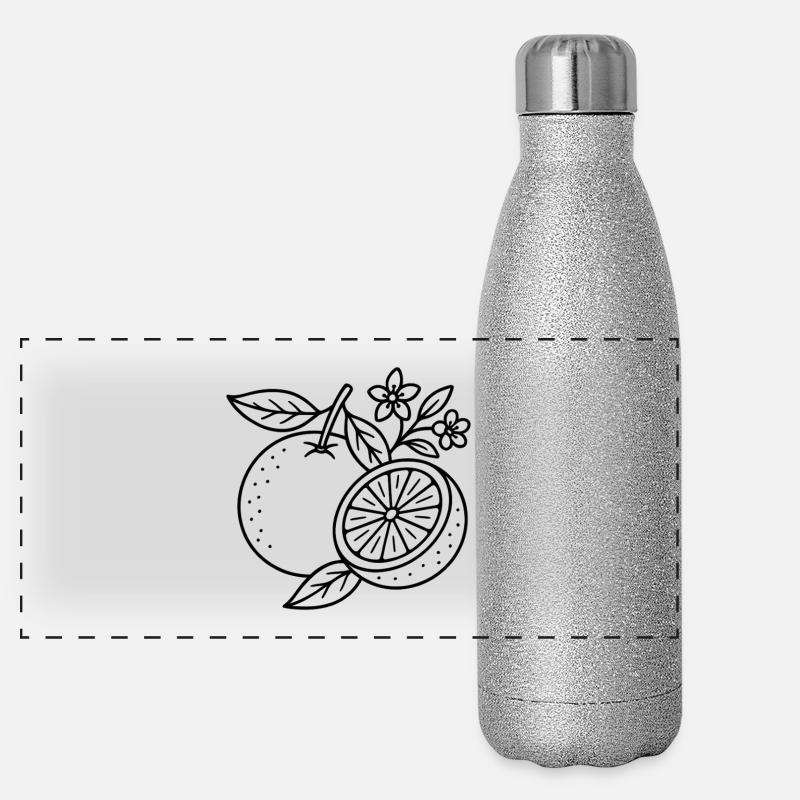 Oranges à fleurs Gourde isotherme panoramique pailletée 500 ml
