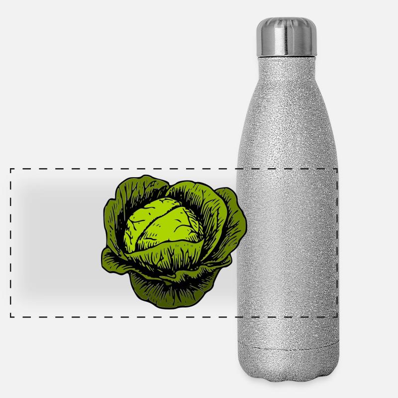 kohl rotkohl weisskohl cabbage kale veggie gemuese Panorama Glitzer Isolierflasche 500 ml