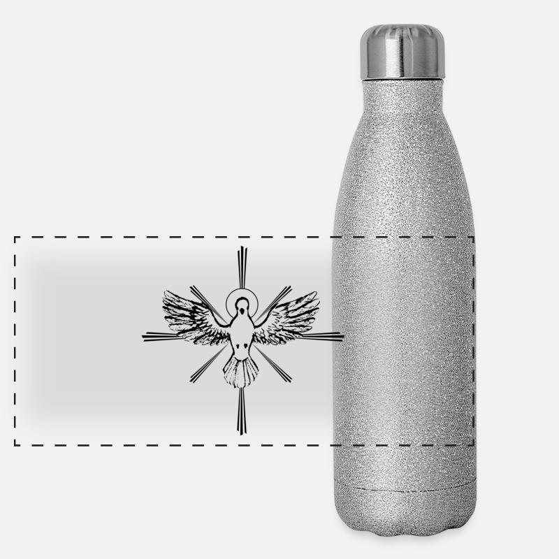 Friedenstaube Heiliger Geist Glaube als Geschenk Panorama Glitzer Isolierflasche 500 ml