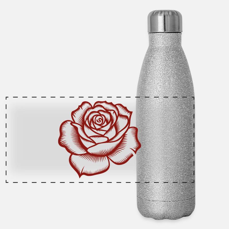 Rose - Logo botanique cool Gourde isotherme panoramique pailletée 500 ml