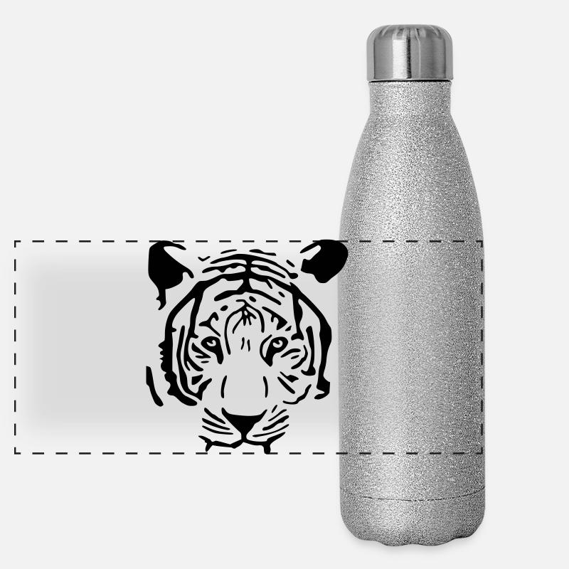 Weißer Tiger Panorama Glitzer Isolierflasche 500 ml
