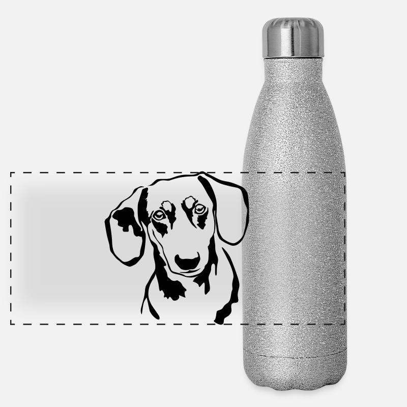Tête de teckel Gourde isotherme panoramique pailletée 500 ml