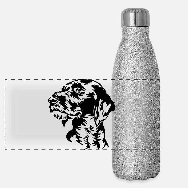 Deutsch Drahthaar Kopf Panorama Glitzer Isolierflasche 500 ml