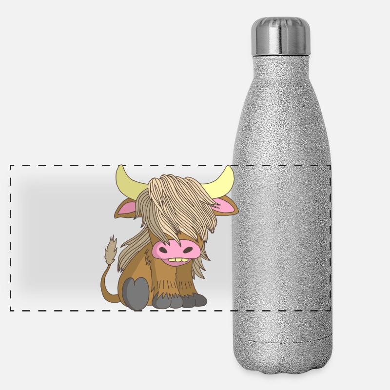 Vache à poil long Gourde isotherme panoramique pailletée 500 ml