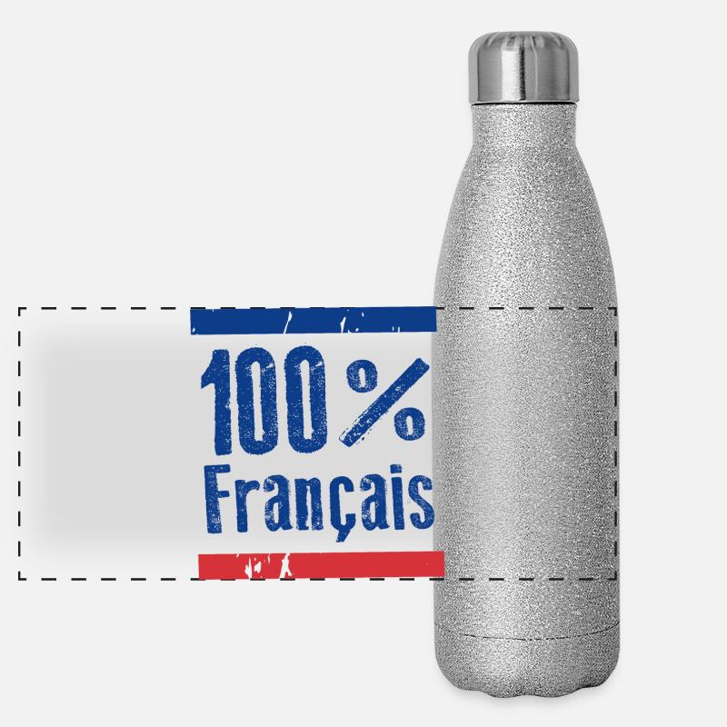 100 % français, bleu, blanc, rouge Gourde isotherme panoramique pailletée 500 ml