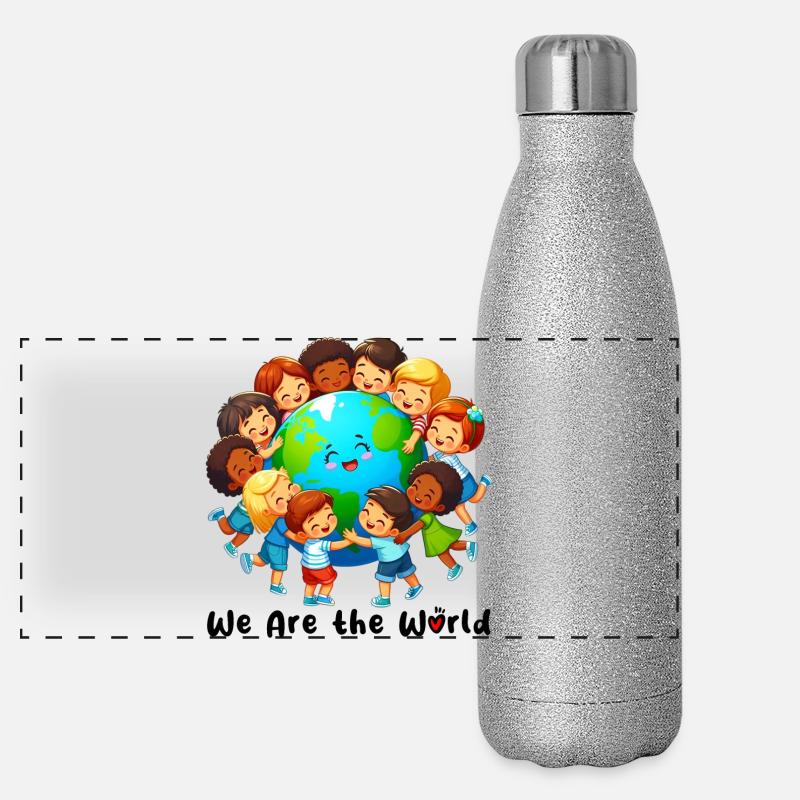 Wir sind die Welt Panorama Glitzer Isolierflasche 500 ml