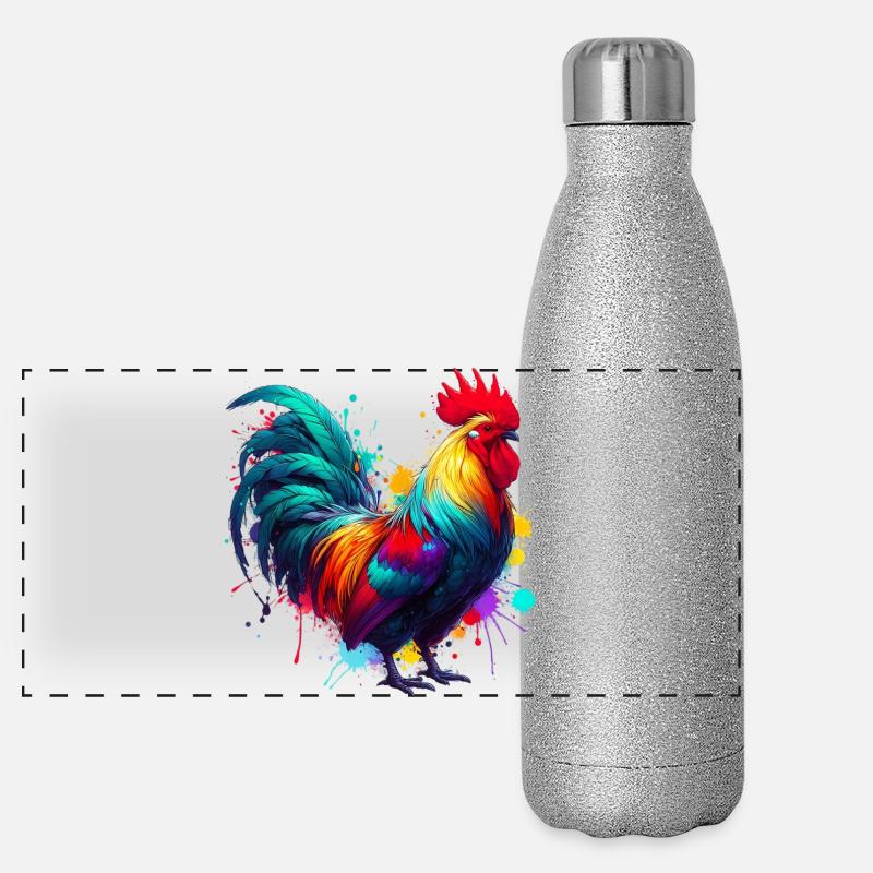 Rooster Hen Panoramic Glitter Thermal Bottle 500 ml