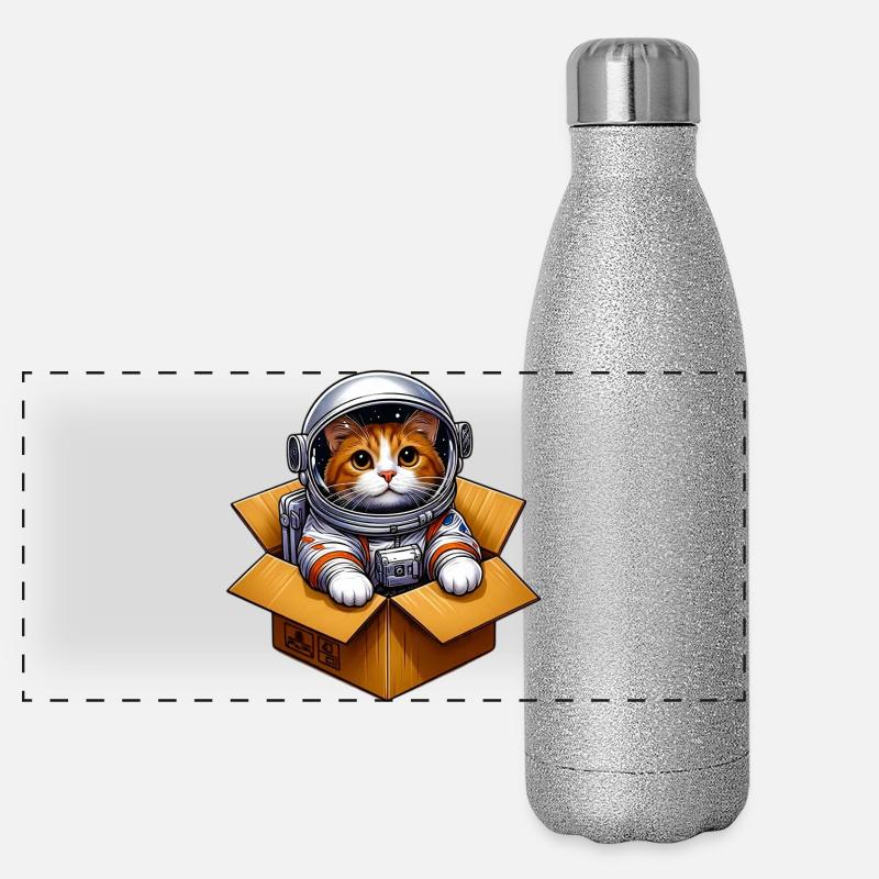 Chat astronaute Gourde isotherme panoramique pailletée 500 ml