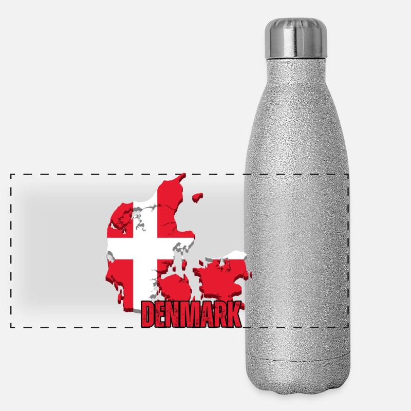 Fierté danoise, drapeau du Danemark Gourde isotherme panoramique pailletée 500 ml