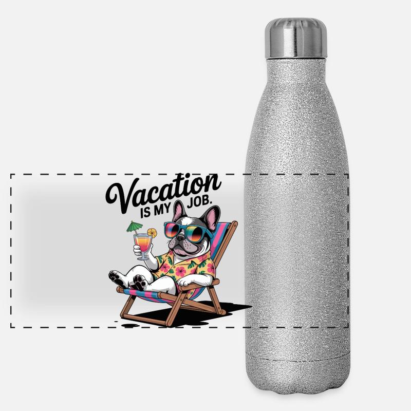 Bouledogue de vacances Gourde isotherme panoramique pailletée 500 ml