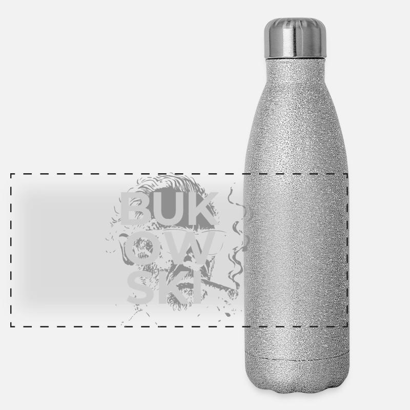 Charles Bukowski raucht ein Zigarrenporträt Panorama Glitzer Isolierflasche 500 ml