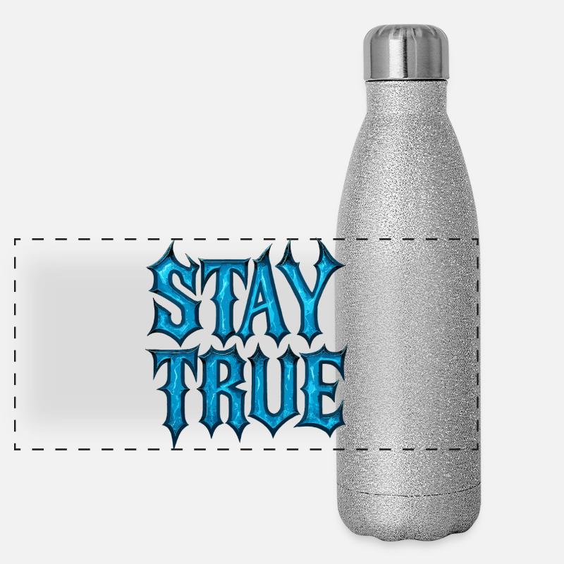 Stay True Design – Sei du selbst Statement Panorama Glitzer Isolierflasche 500 ml