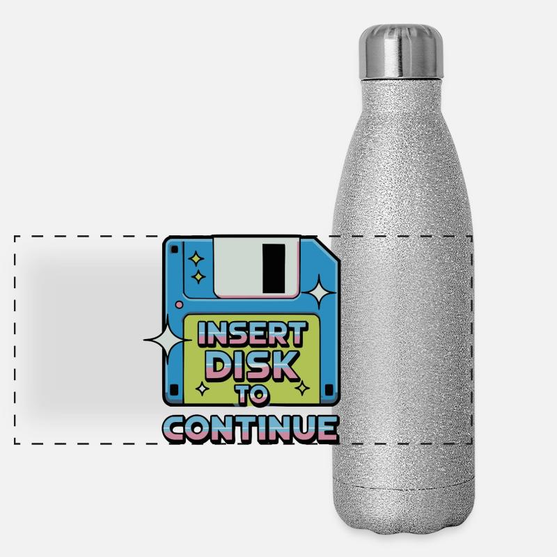 Y2K Retro – Insert Disk to Continue Panorama Glitzer Isolierflasche 500 ml