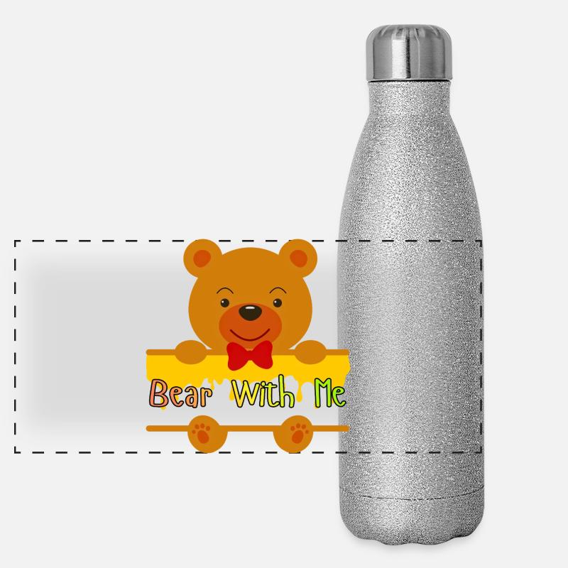 Bär mit mir süßes Teddy-Design Panorama Glitzer Isolierflasche 500 ml