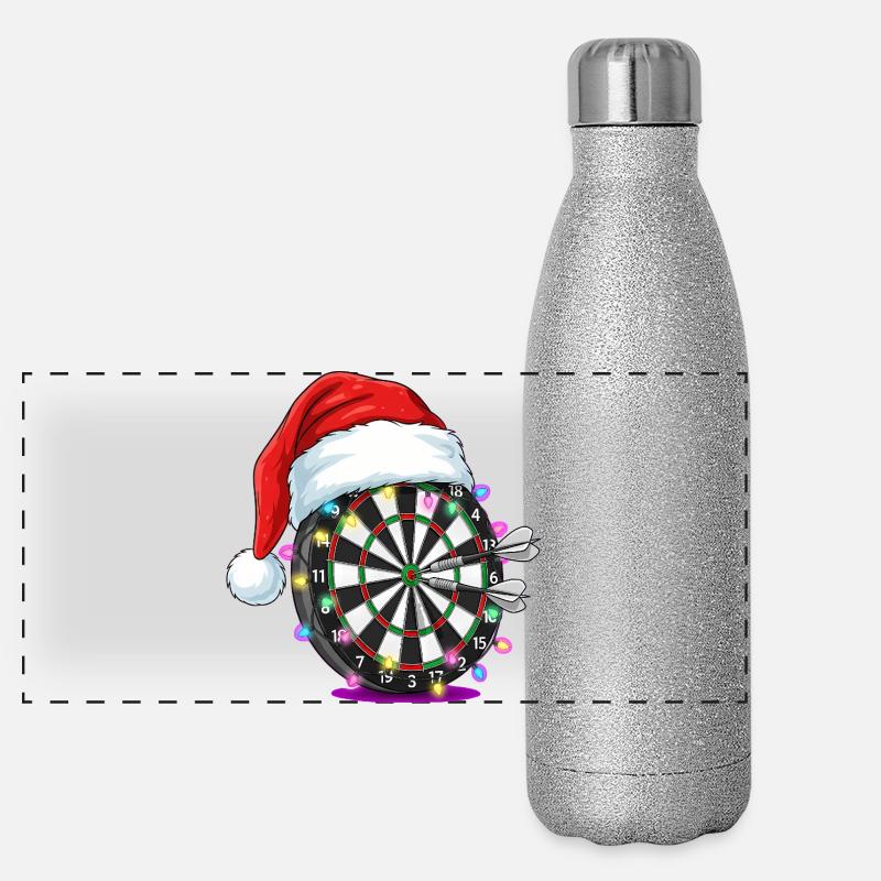 Cible de fléchettes avec Bande dessinée du Chapeau du Père Noël Gourde isotherme panoramique pailletée 500 ml