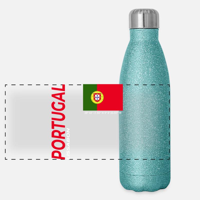 Lissabon Panorama Glitzer Isolierflasche 500 ml