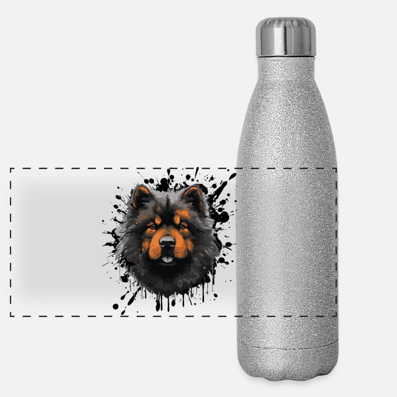Visage de chien en explosion de couleur Gourde isotherme panoramique pailletée 500 ml