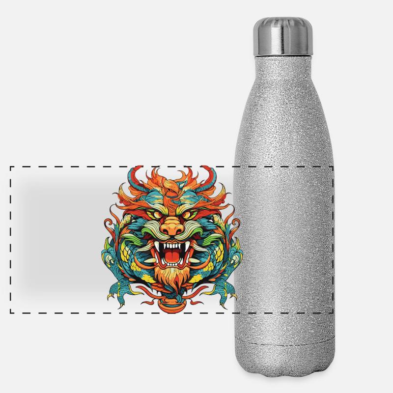 Drache Comic China Panorama Glitzer Isolierflasche 500 ml