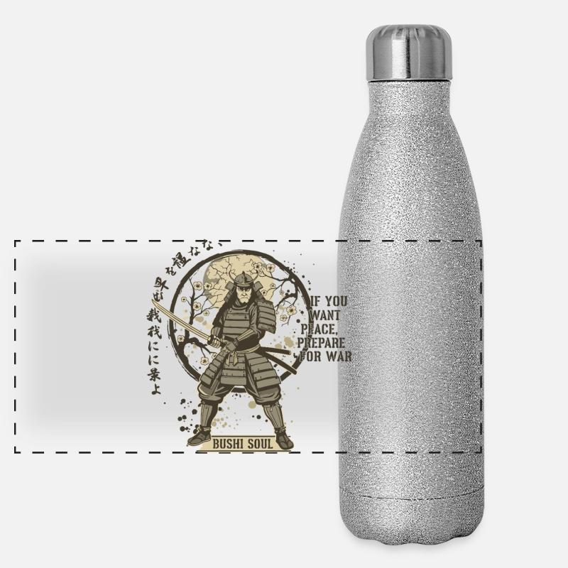 Bushi Seele Samurai in Blüten Panorama Glitzer Isolierflasche 500 ml