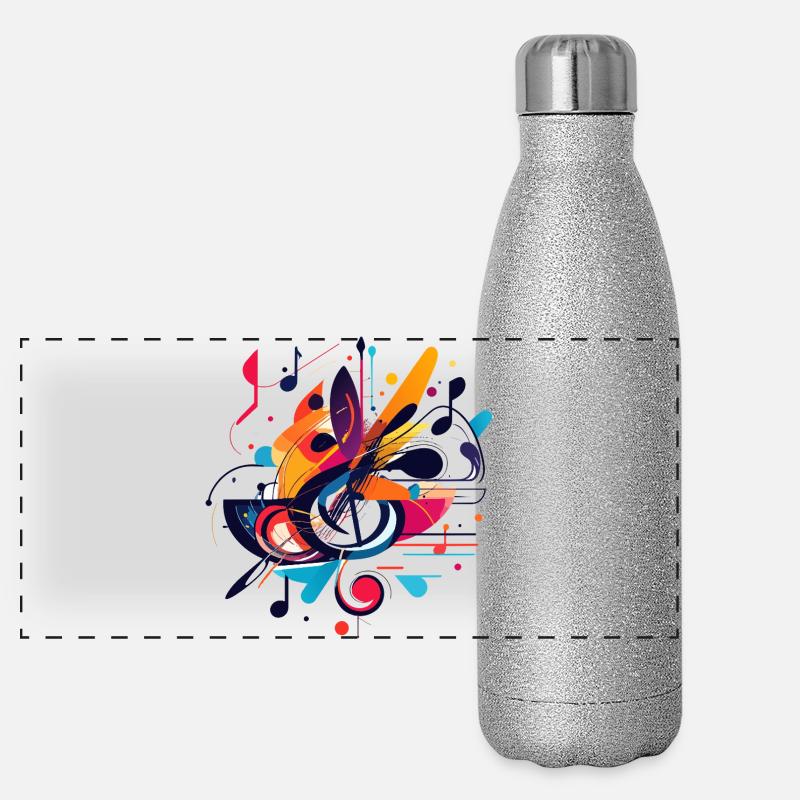 Notes de clé de musique signes de couleur Gourde isotherme panoramique pailletée 500 ml