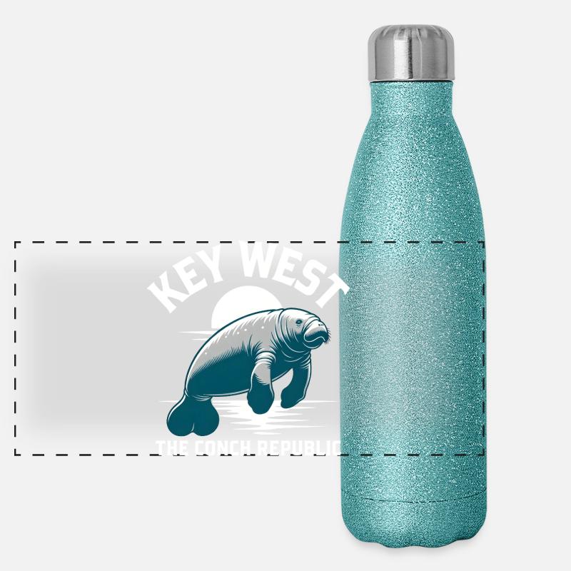Key West Manatee Panoramic Glitter Thermal Bottle 500 ml