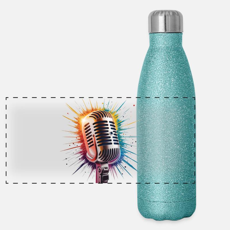 Estampe d’art sur microphone Gourde isotherme panoramique pailletée 500 ml