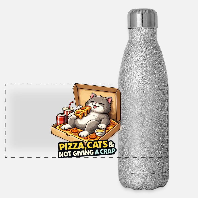 Pizza Cats Einstellung Panorama Glitzer Isolierflasche 500 ml