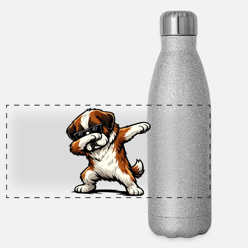 Dabbing Bernhardiner Panorama Glitzer Isolierflasche 500 ml