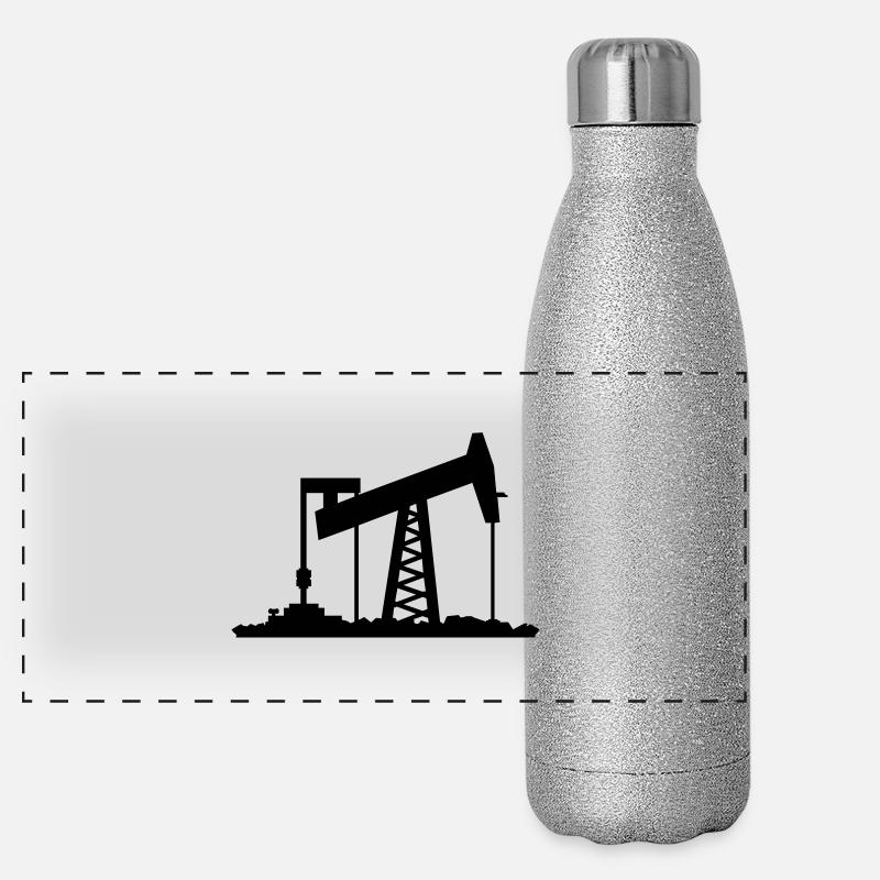Ölförderung / oil rig (1c) Panoramic Glitter Thermal Bottle 500 ml